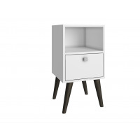 Manhattan Comfort 1AMC129 Abisko Side Table with  1 shelf in White